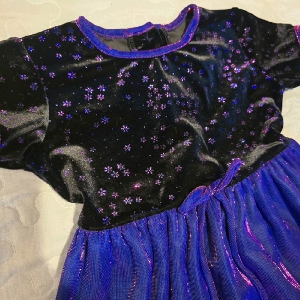 Jona‎ Michelle Girl's Purple Dress Velvet top Sheen Overlay Size 2T